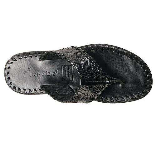 Belvedere "Lorenzo" Black Genuine Alligator Patchwork Sandals